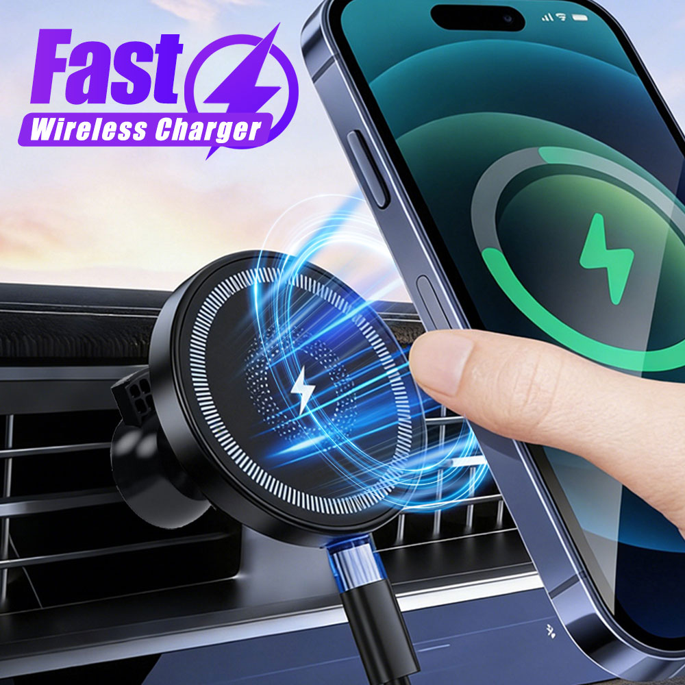 Wireless Car Charger Mount Fast Charging - Carregador Magnético Sem Fio para Carro