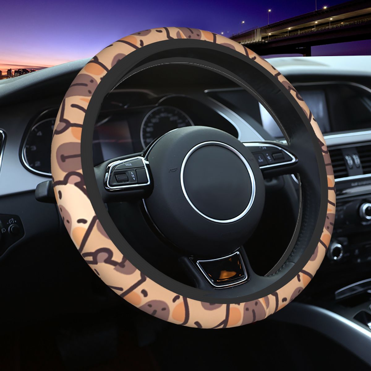 Car Steering Wheel Cover Anti Slip Breathable - Kawaii anime capivara capa de volante