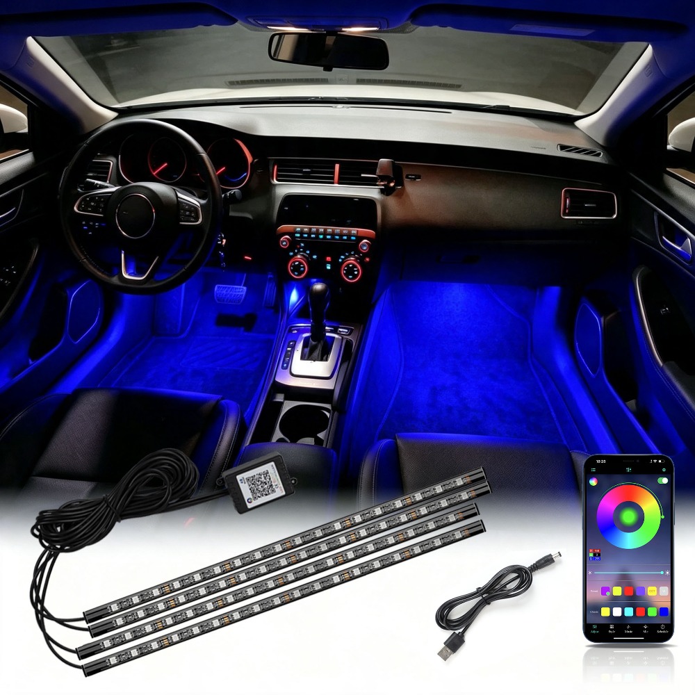 Led Ambient Interior Car Lights App Control - Lâmpada Ambiente RGB Neon para Interior