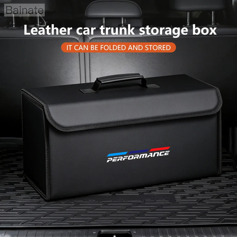 Car Trunk Organizer Foldable Storage Box - Organizador de Porta-Malas de Couro para