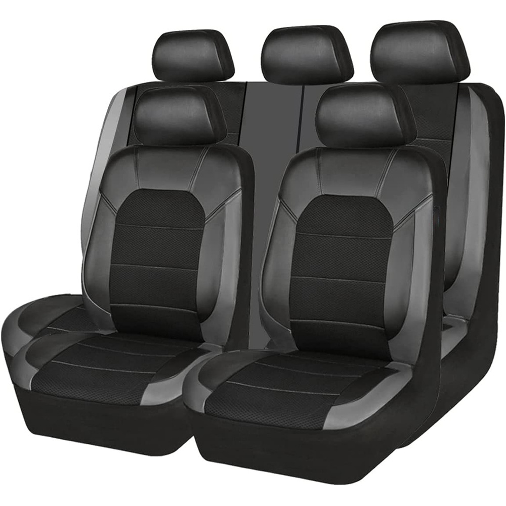Leather Car Seat Covers Full Set Universal - 9 peças/set capa de assento de
