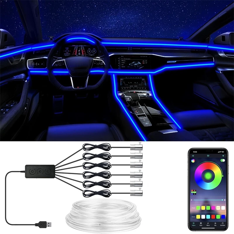 Led Ambient Interior Car Lights App Control - Luzes de fio el flexíveis com