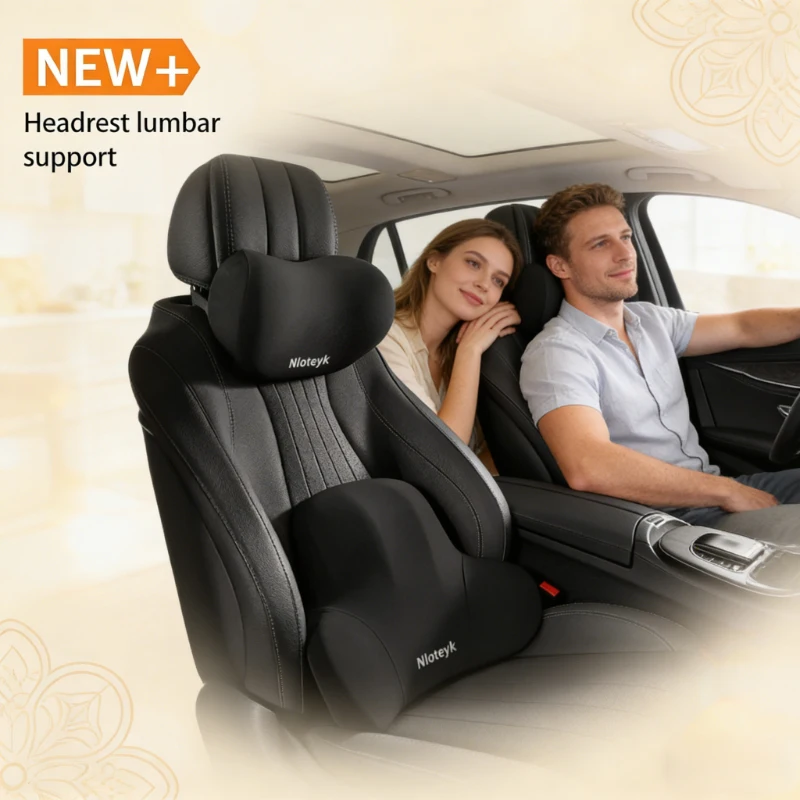 Memory Foam Car Neck Pillow Lumbar Support - Conjunto de Almofada de Pescoço em