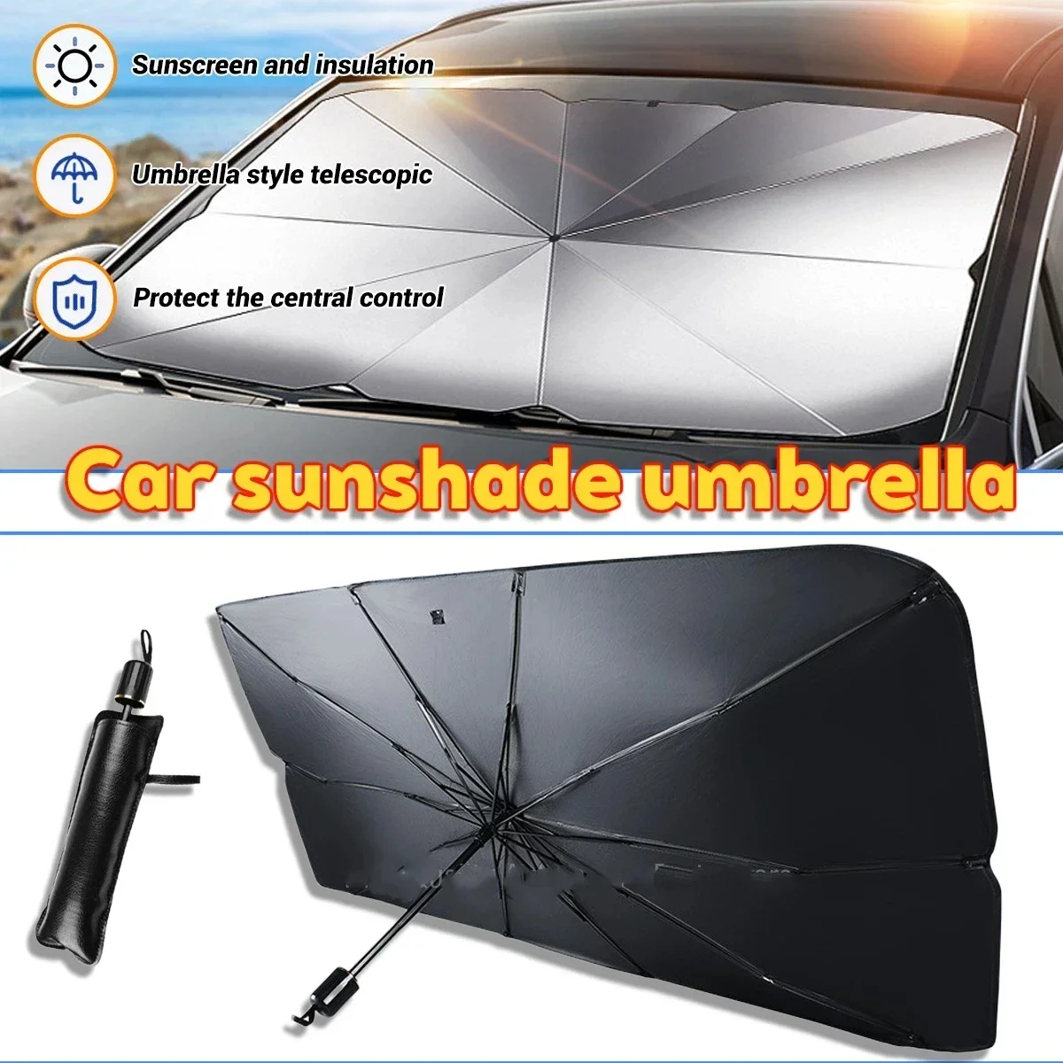 Guarda-sol para Carro, Cobertu - Car Sunshade Windshield Umbrella Foldable avaliação e preço