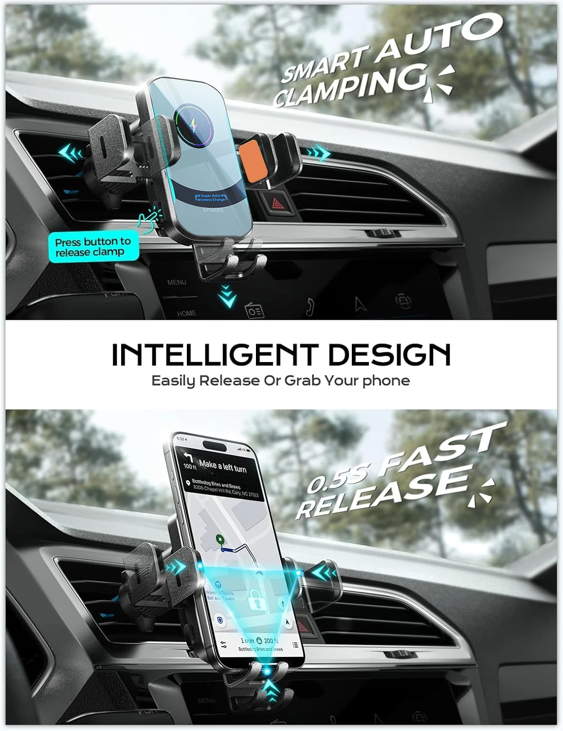 Uyuxio carregador de carro sem - Magnetic Phone Holder For Car Vent avaliação e preço