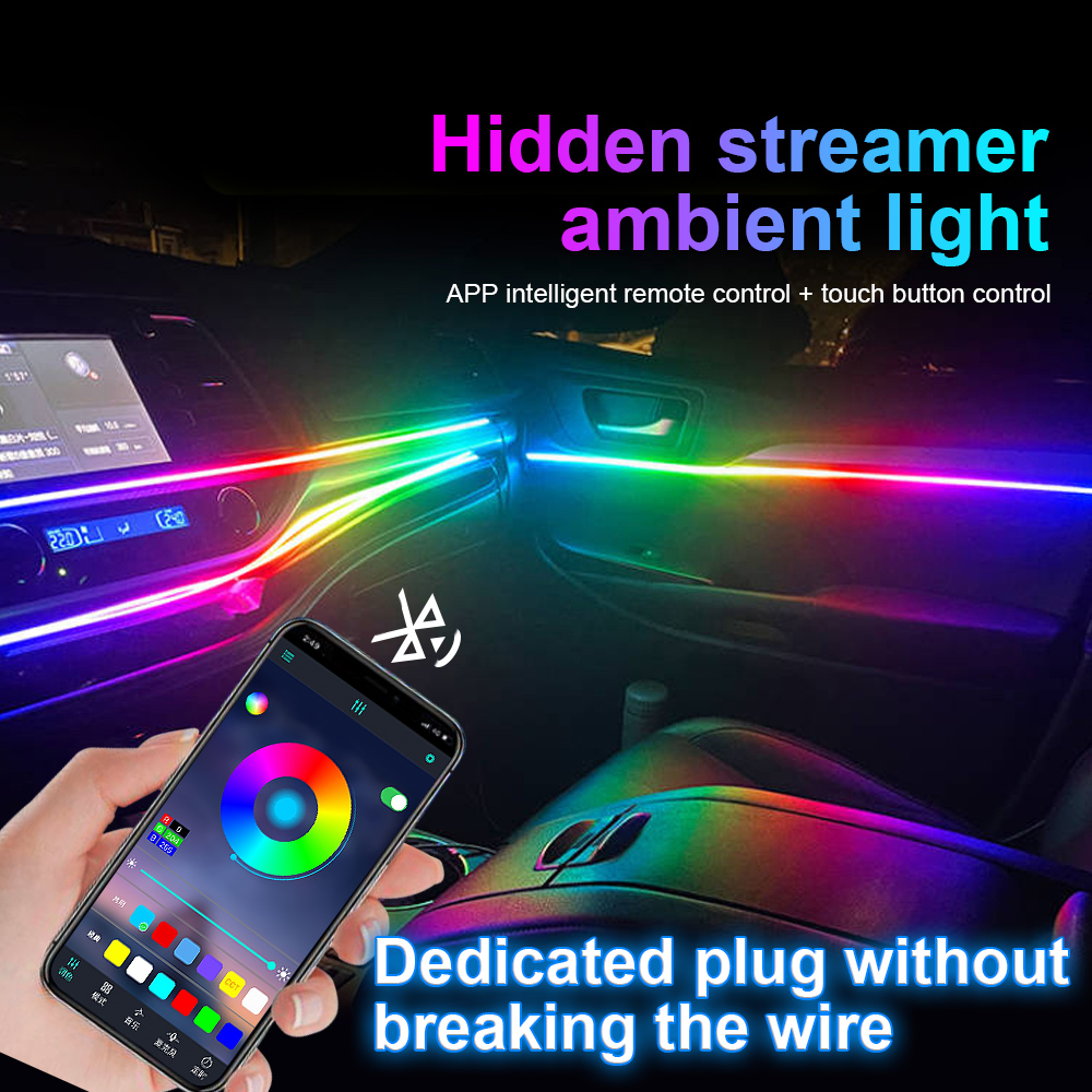 18 em 1 64 cores rgb sinfonia  - Led Ambient Interior Car Lights App Control avaliação e preço