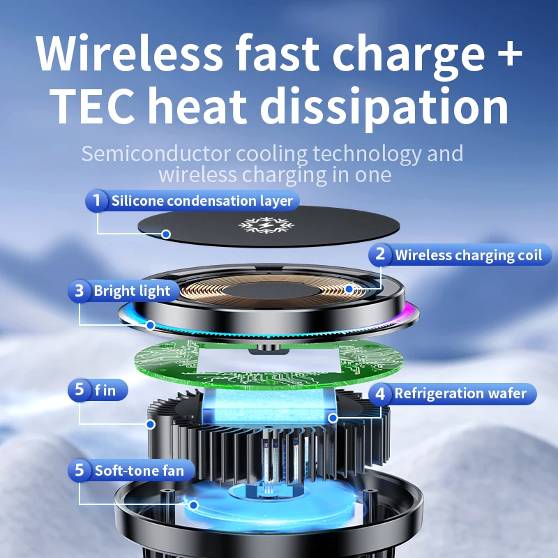 Ice Cooling magnético carregad - Wireless Car Charger Mount Fast Charging avaliação e preço