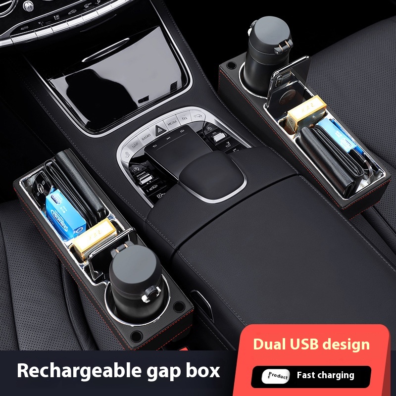 PU Leather Car Seat Gap Filler - Seat Gap Filler Organizer With Usb Charger avaliação e preço