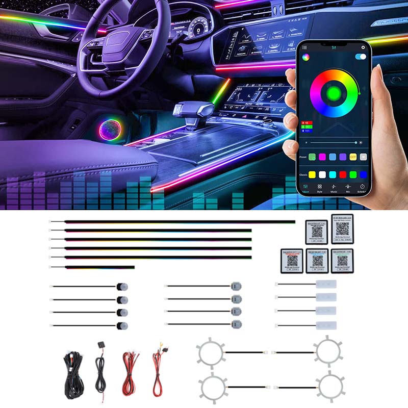 Kit de Luzes LED Dinâmicas RGB - Led Ambient Interior Car Lights App Control avaliação e preço