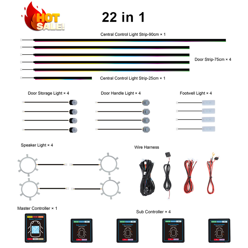 Kit de Luzes LED Dinâmicas RGB - Led Ambient Interior Car Lights App Control avaliação e preço