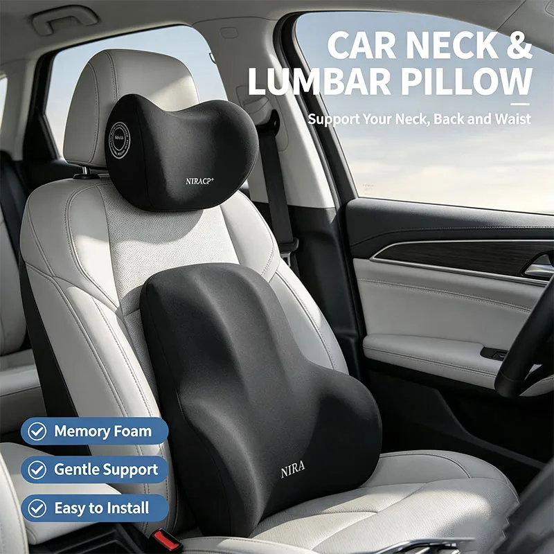 Novo Almofada de Pescoço para  - Memory Foam Car Neck Pillow Lumbar Support avaliação e preço