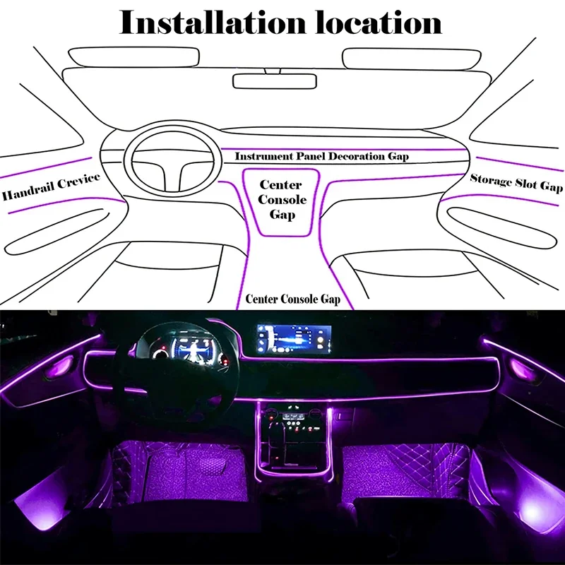 Luzes de fio el flexíveis com  - Led Ambient Interior Car Lights App Control avaliação e preço