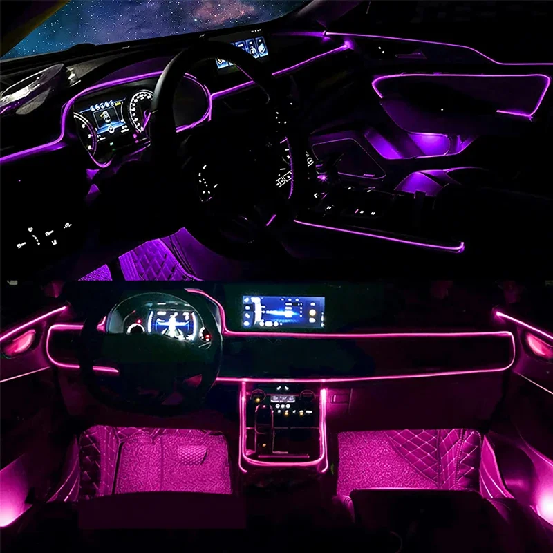 Luzes de fio el flexíveis com  - Led Ambient Interior Car Lights App Control avaliação e preço
