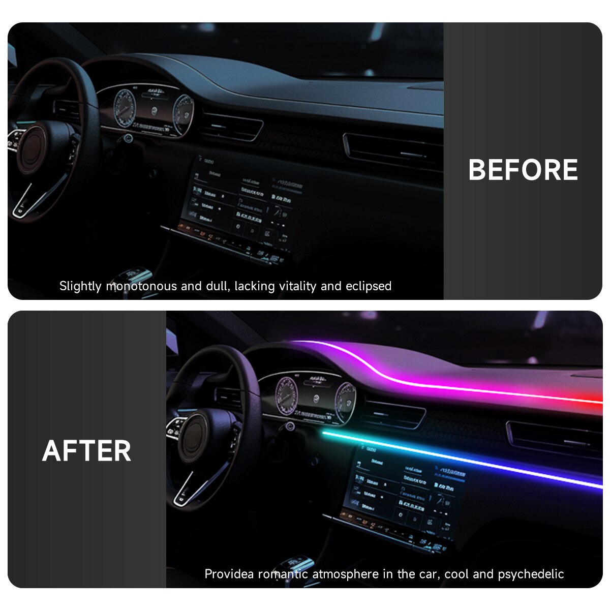 Carro led luz ambiente usb 64  - Led Ambient Interior Car Lights App Control avaliação e preço
