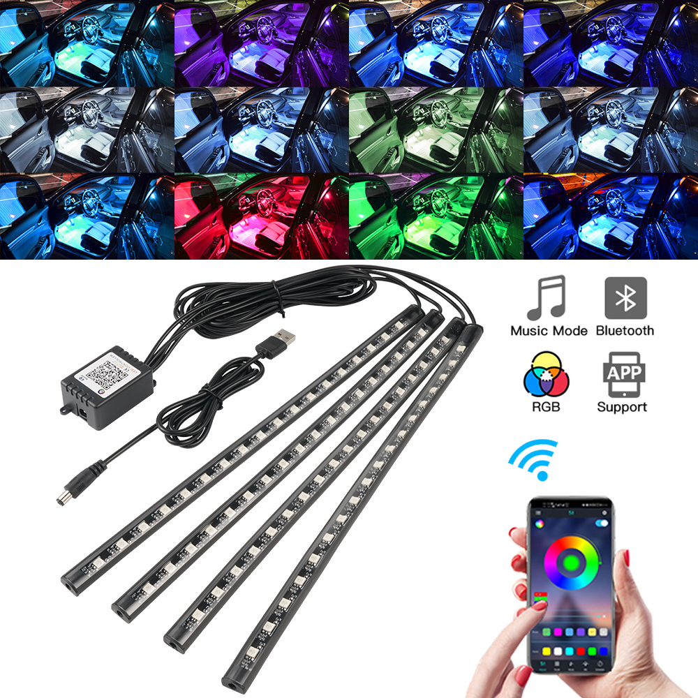 Neon led interior luz do carro - Led Ambient Interior Car Lights App Control avaliação e preço